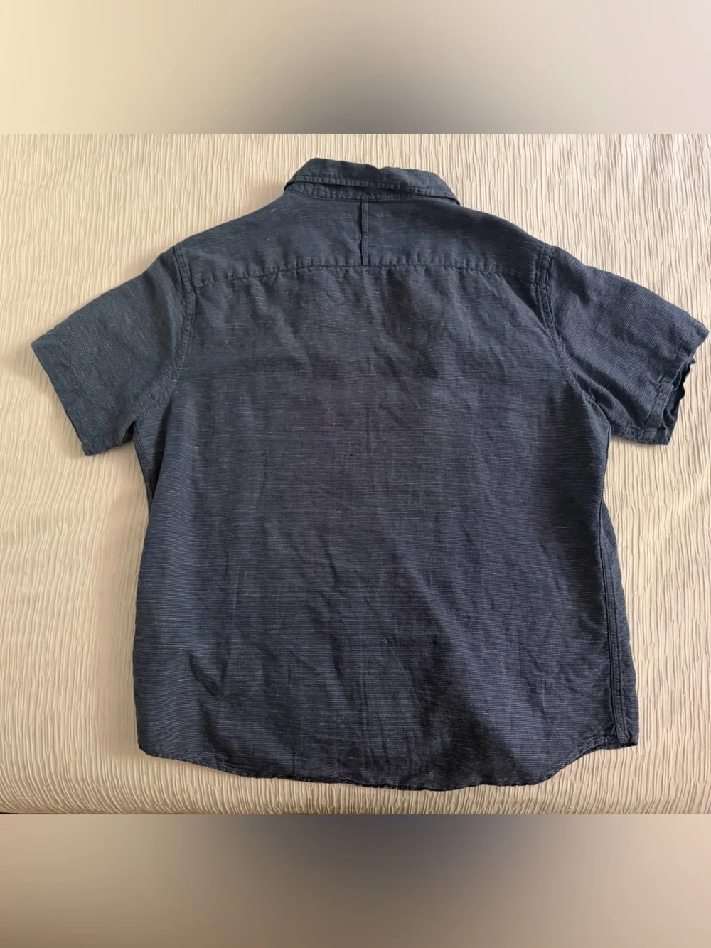 Banana Republic Slim Fit Linen-Cotton Shirt - Navy and White Stripe